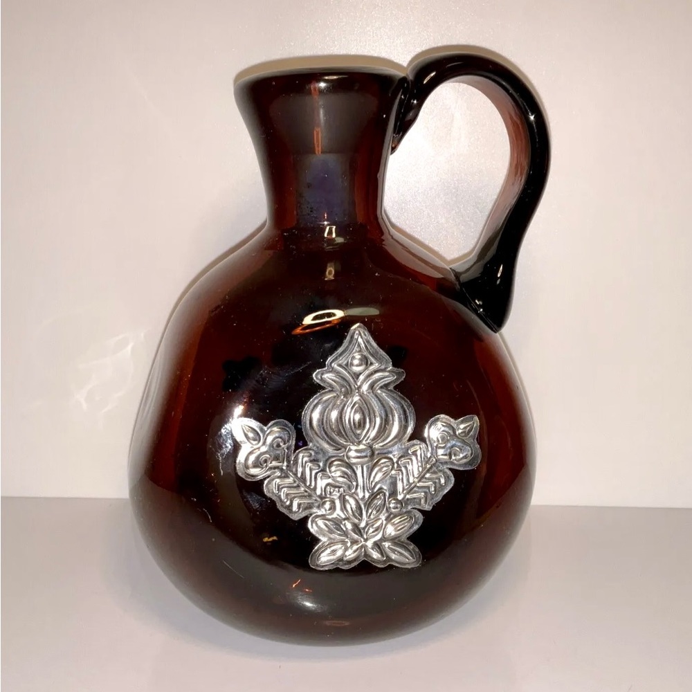 Rare Antique el.me.o Pure Silver Handmade Burgundy Glass Decanter